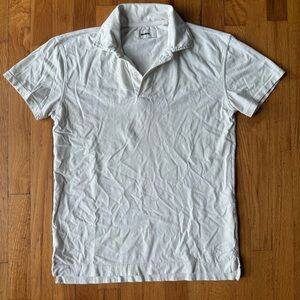 BUCK MASON Avalon Knit Cotton White Short Sleeve Polo Shirt Mens Medium